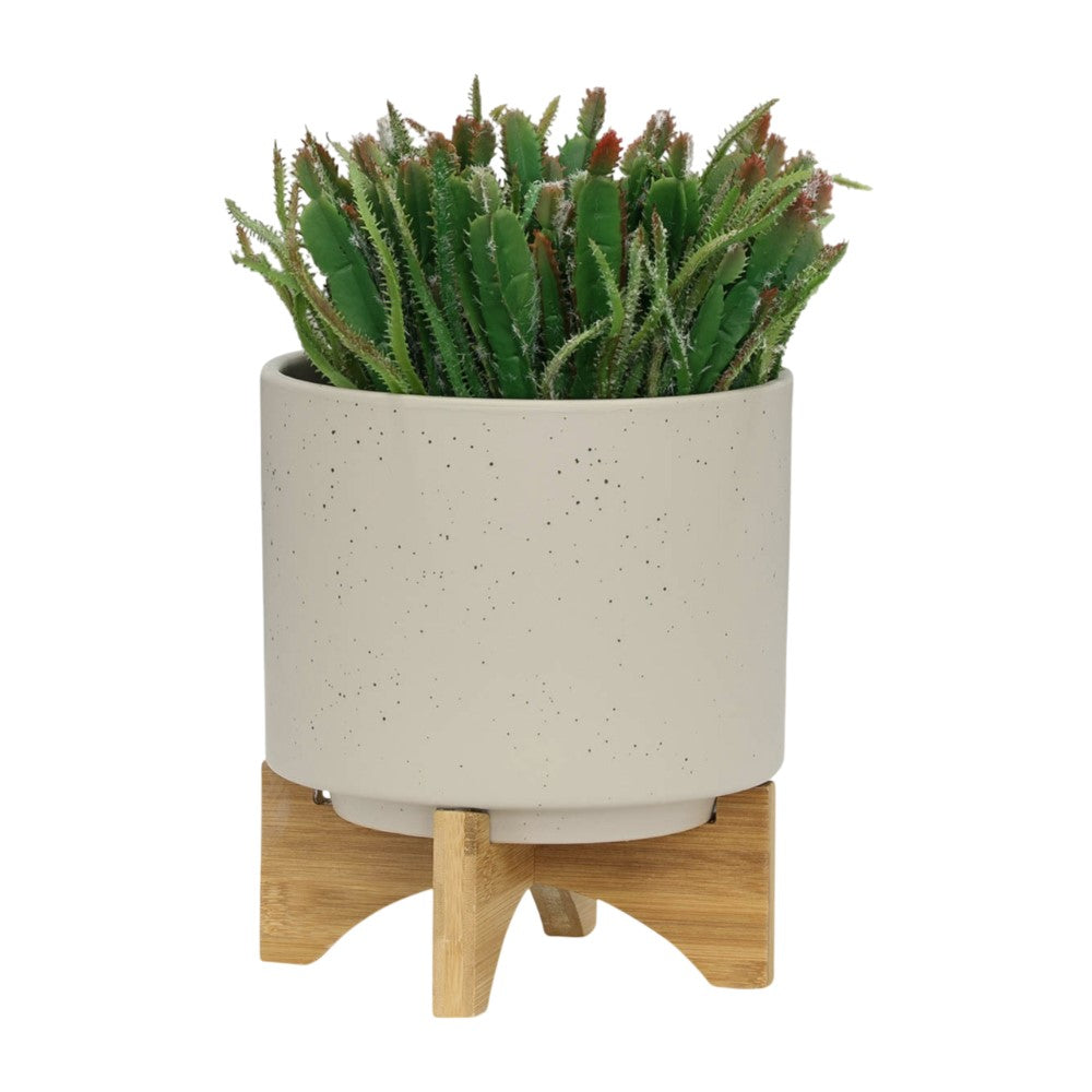 Picture of Matte Beige Planter on Stand, Large