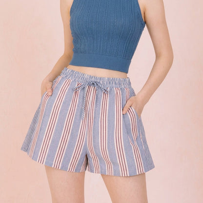 Stripe Woven Shirt Top & Shorts Set