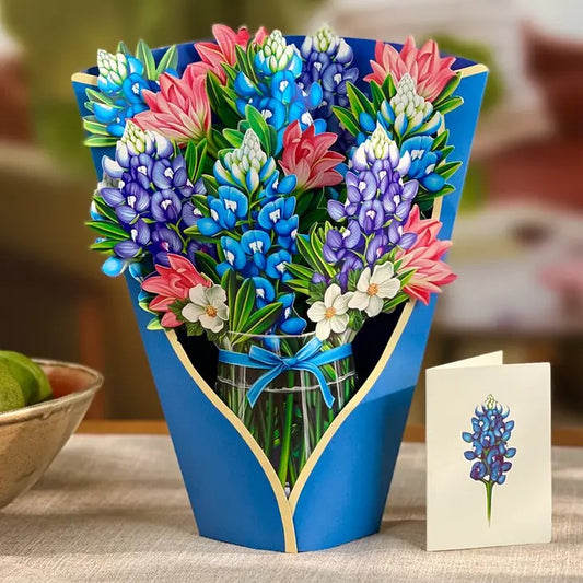 Picture of Blue Bonnets Pop-Up Bouquet Greeting Card