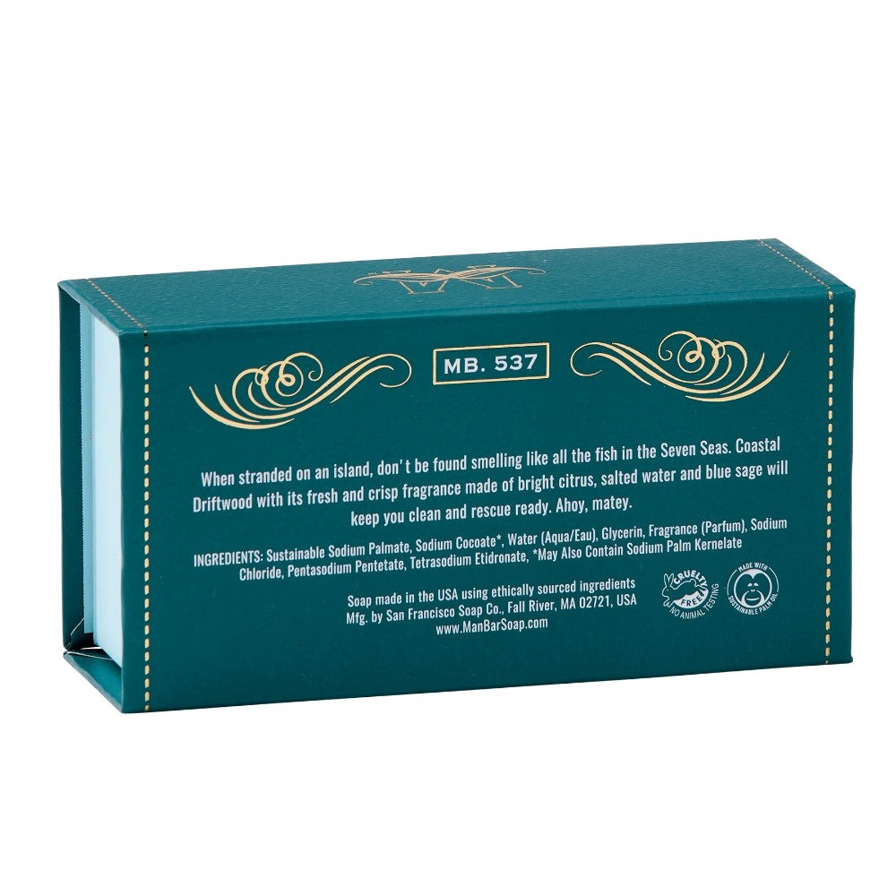 Green soap box with detailed description and ingredients listed.