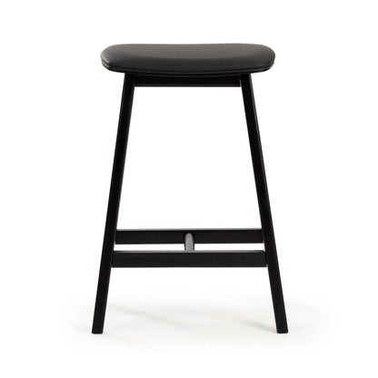 Sleek black bar stool with minimalist design.