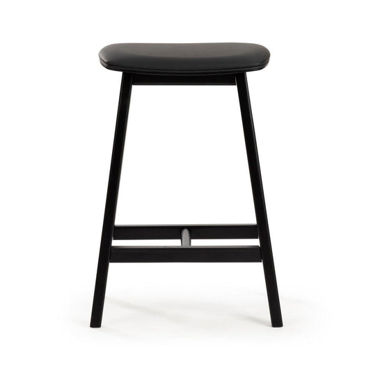 Sleek black bar stool with minimalist design.