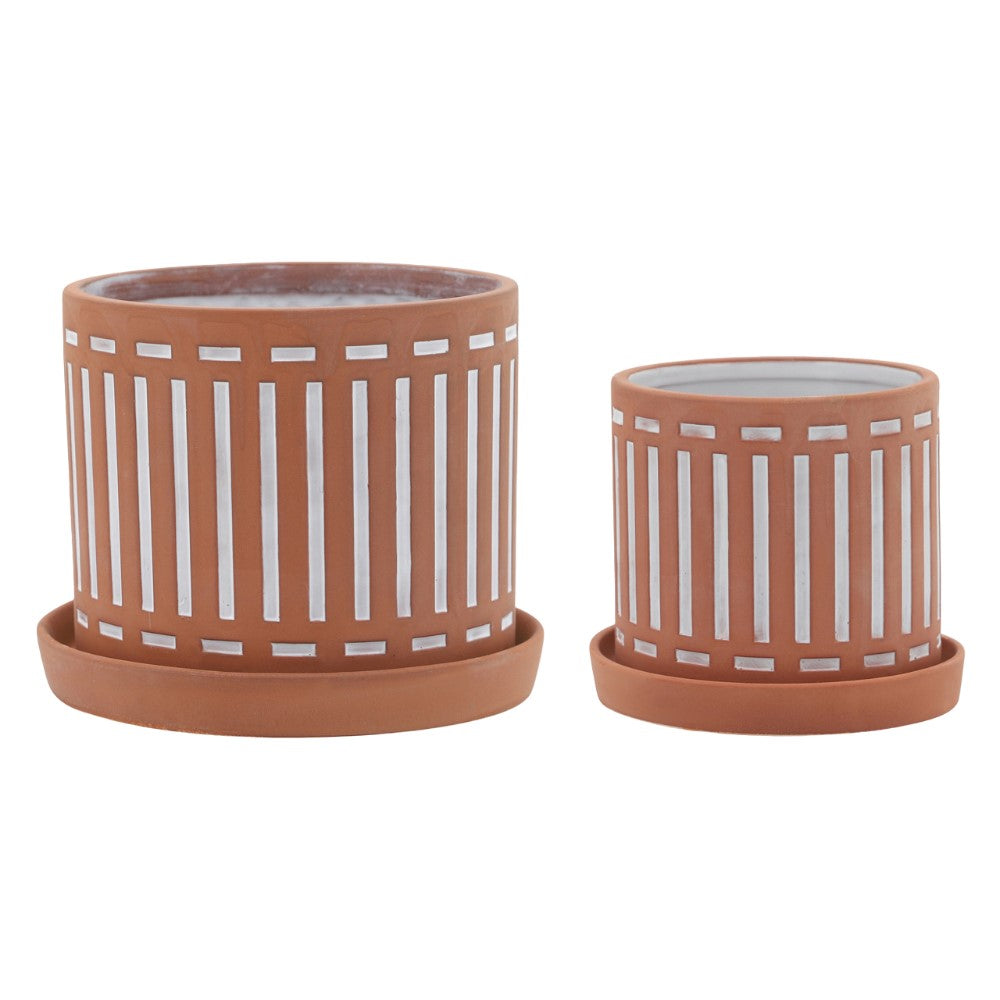 Picture of Terracotta Doric Planter with Saucer, Small