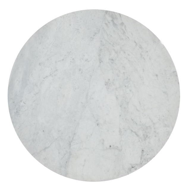 Circular marble slab with subtle gray veining.