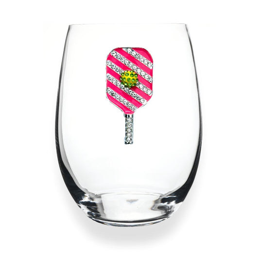 Picture of Pickleball Jeweled Stemless Wine Glass