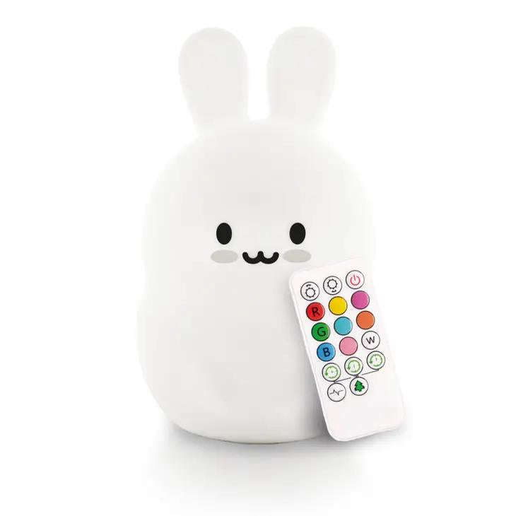 Cute rabbit-shaped lamp with a colorful remote control.