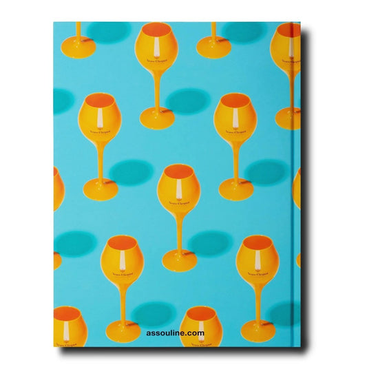 Orange wine glasses on a blue background.