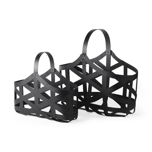 Picture of Black Iron Metal Baskets, Set of 2