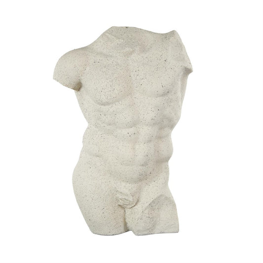 White marble male torso sculpture.