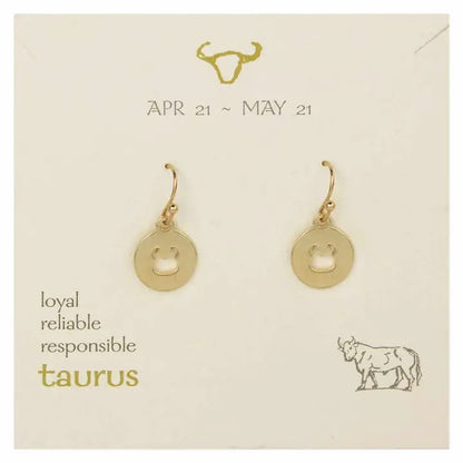 Picture of Gold Round Aries Zodiac Earrings