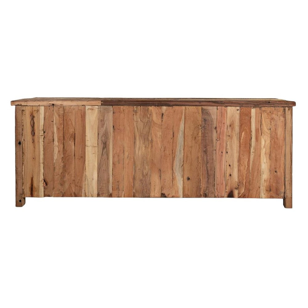 Wooden chest with vertical plank design on a white background.