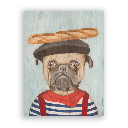 Picture of "French Pug" Wood Block Art Print
