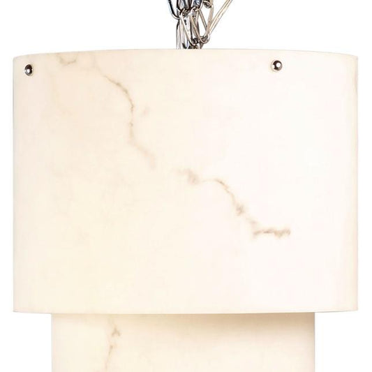 White marble-patterned pendant light with metal accents.