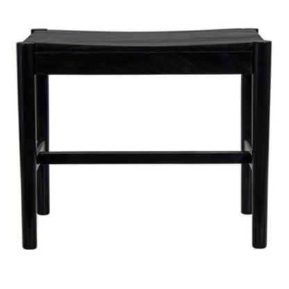 Black wooden stool with a simple, minimalist design.