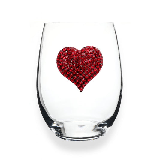 Picture of Red Heart Jeweled Stemless Wine Glass