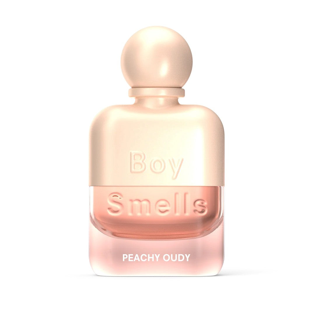 Peachy Oudy perfume bottle by Boy Smells, elegant and modern design.