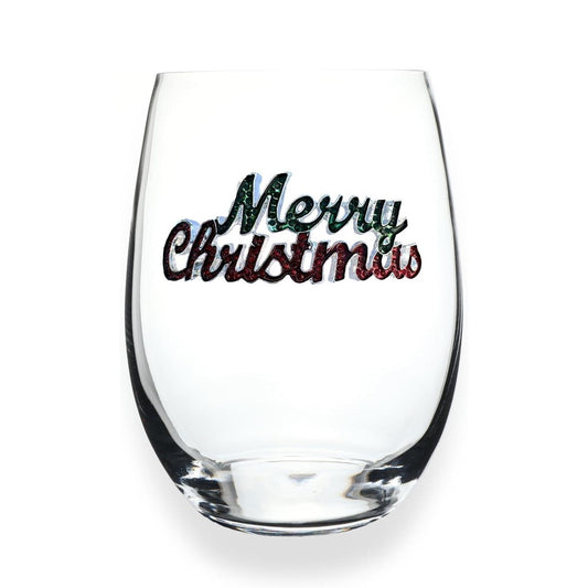 Picture of Merry Christmas Jeweled Stemless Wine Glass