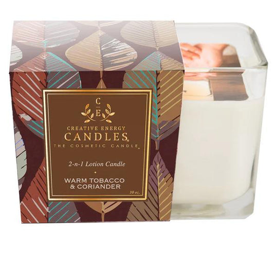 Creative Energy Candles: 2-in-1 Lotion Candle, Warm Tobacco & Coriander scent.