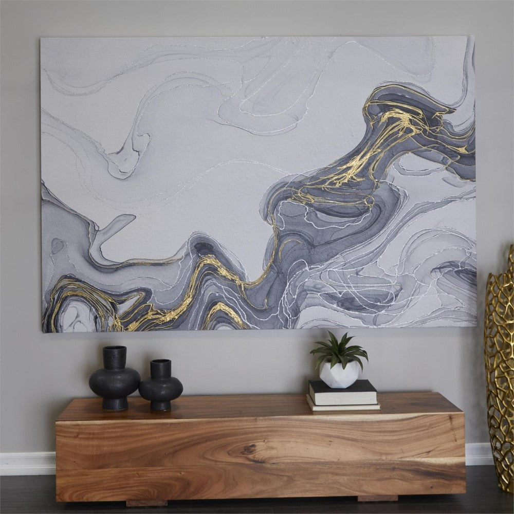 Picture of "Gray Geode Waves" Canvas Wall Art