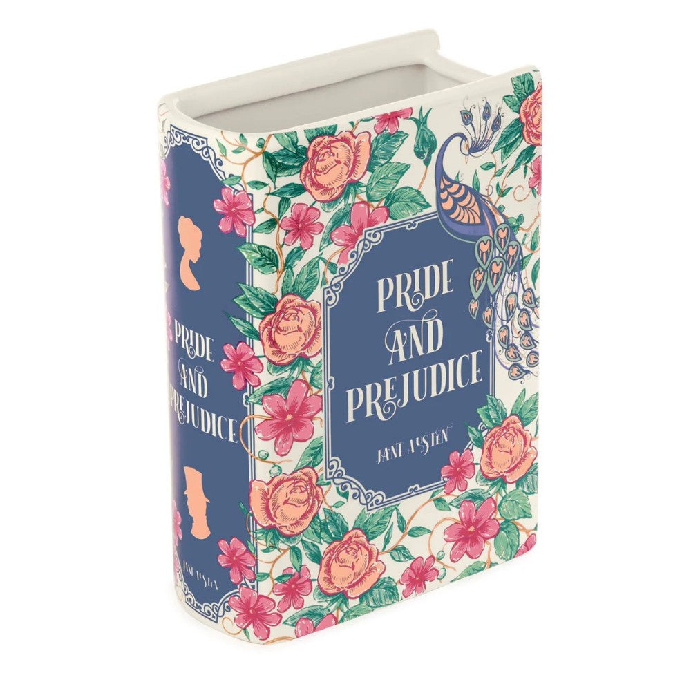 Floral "Pride and Prejudice" book-shaped container.