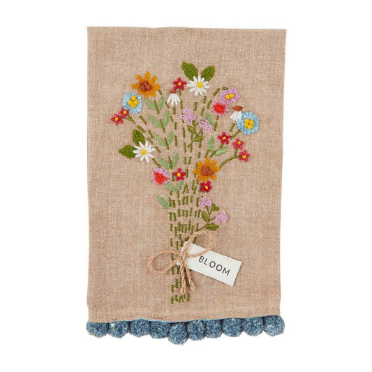 Picture of Bloom Floral Embroidery Pom-Pom Towel
