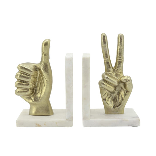 Picture of Hand Sign Bookends, Gold