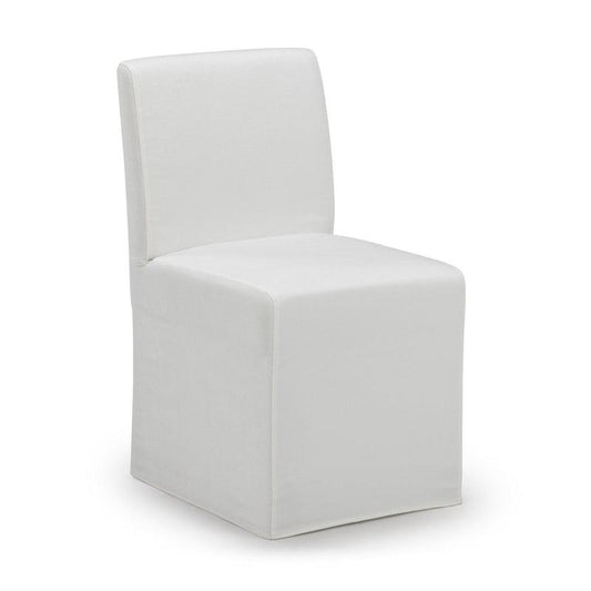 White minimalist upholstered chair.