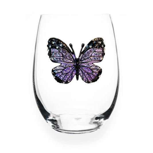 Picture of Purple Butterfly Jeweled Stemless Wine Glass