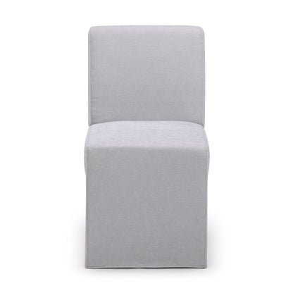 Modern, minimalist gray chair with a boxy design.