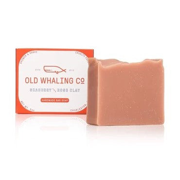 Old Whaling Co. rose clay soap bar and packaging.