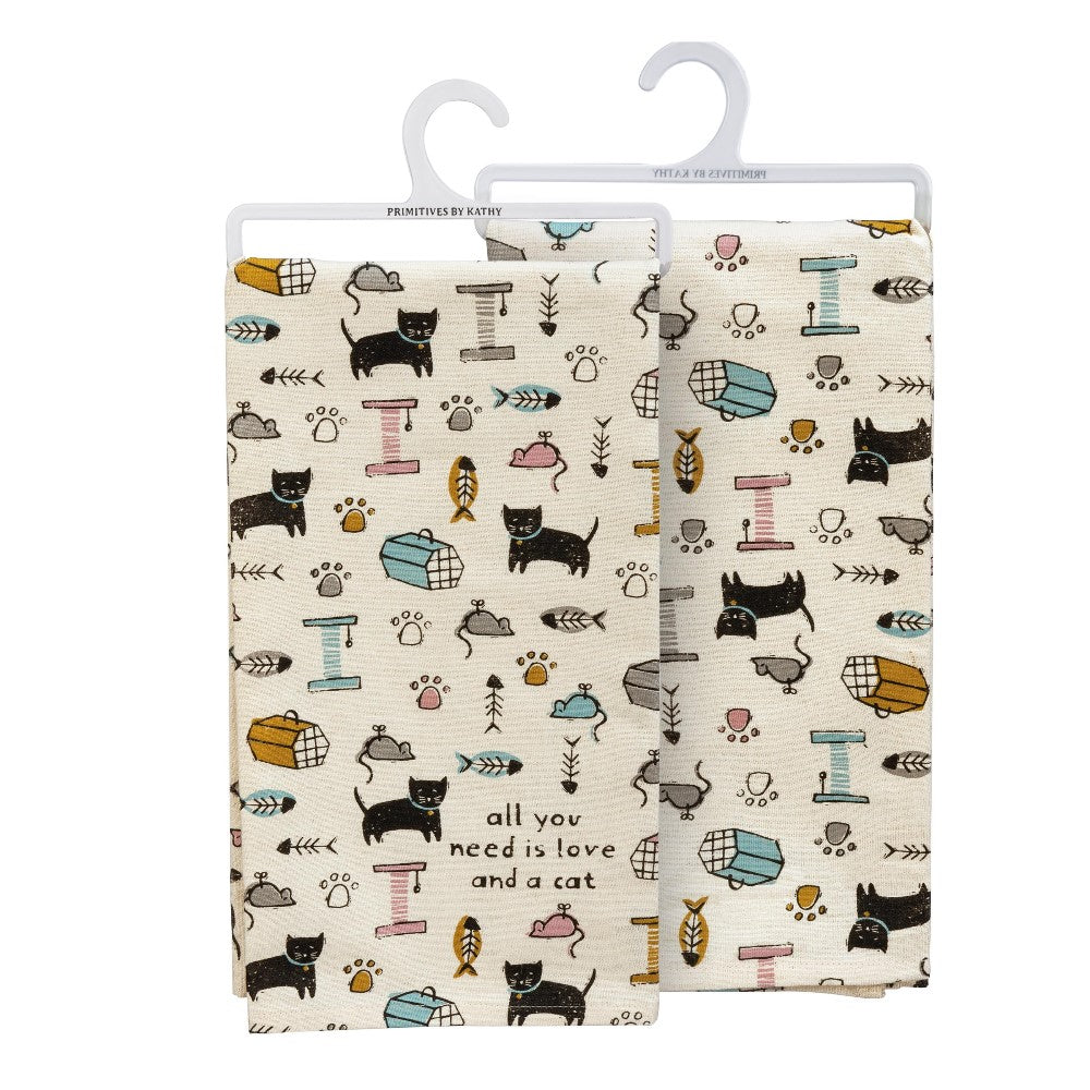 Picture of All You Need is Love and a Cat Kitchen Towel