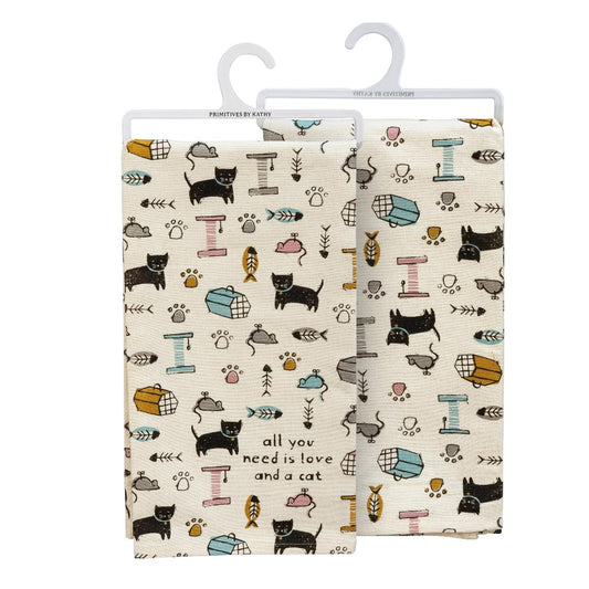 Picture of All You Need is Love and a Cat Kitchen Towel