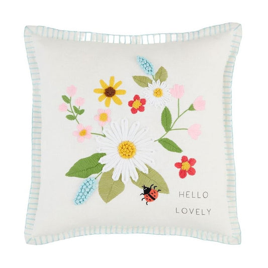 Picture of Floral Embroidery Square Pillow