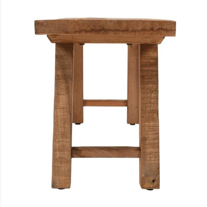 Wooden stool with a simple, rustic design.