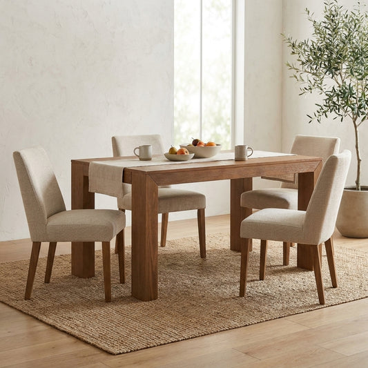 Simple wooden table with four sturdy legs.