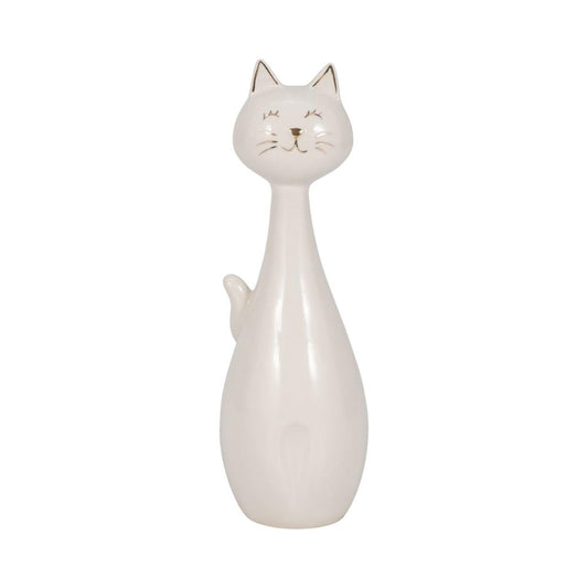 Picture of Sitting Kitty Figure, White and Gold