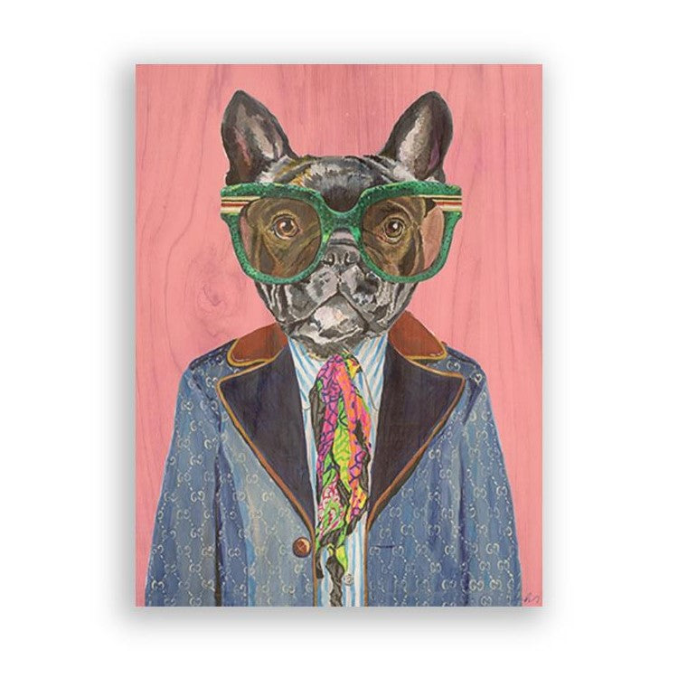 Picture of "Gucci Frenchie on Pink" Wood Block Art Print