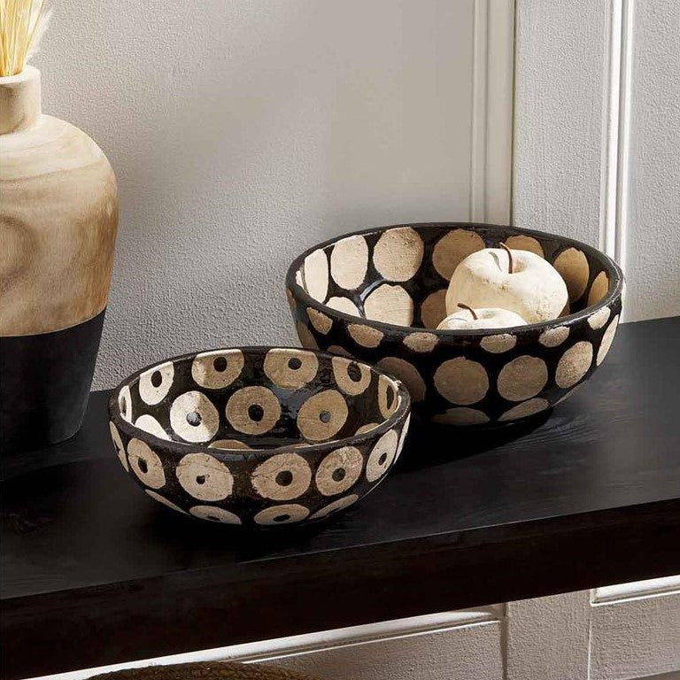 Picture of Wax Relief Dotted Black Bowl, Large