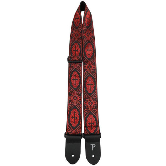 Picture of 2" Red Crosses Jacquard Guitar Strap
