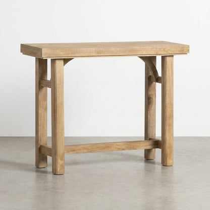 Simple wooden console table with arch detailing.