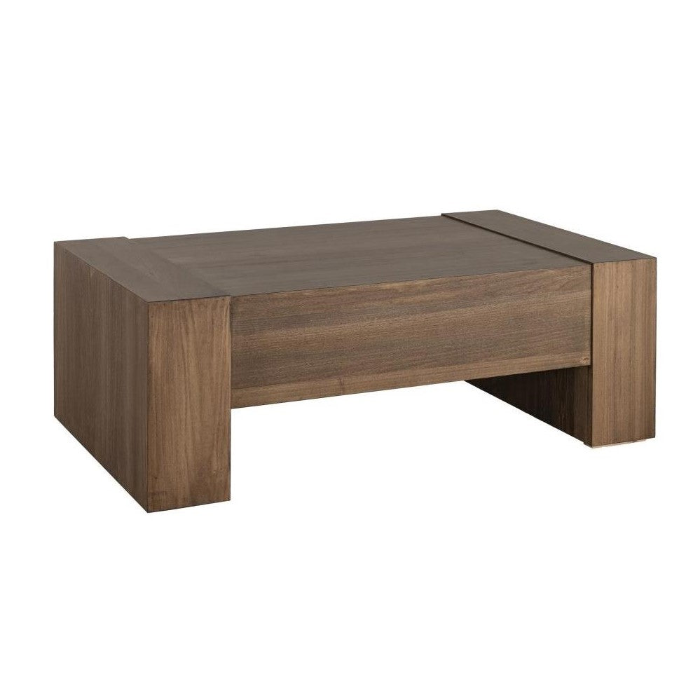 Modern wooden coffee table with a minimalist design.