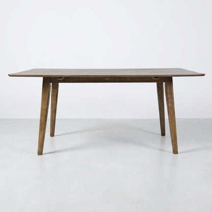 Wooden dining table with clean lines and tapered legs.