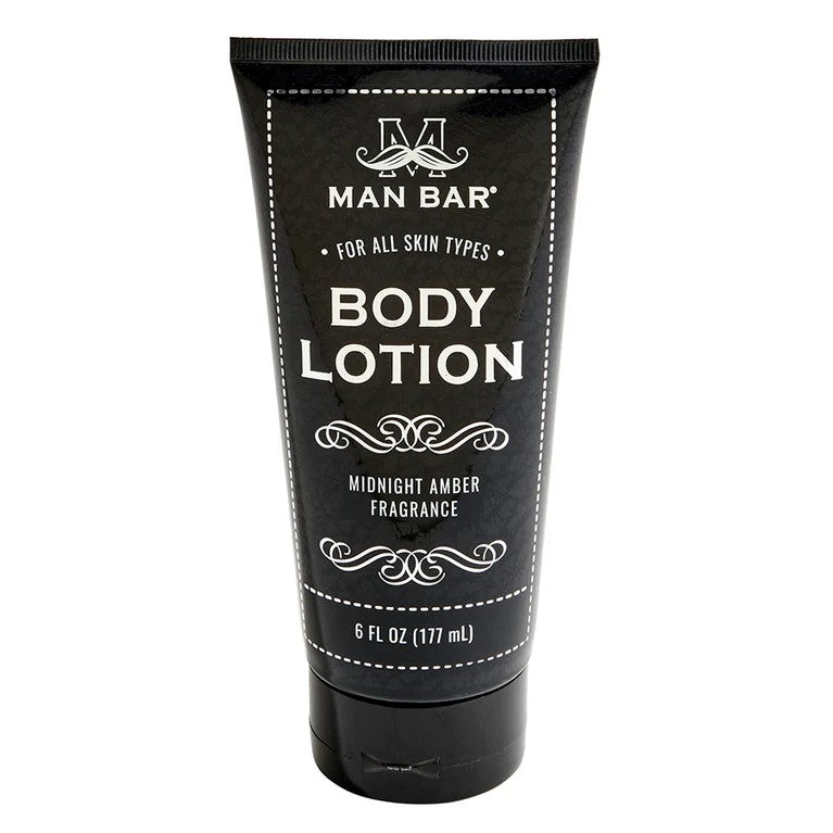 Black tube of "Man Bar" body lotion, 6 fl oz.