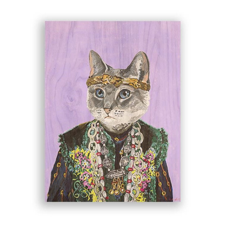 Picture of "Gucci Cat on Purple" Wood Block Art Print