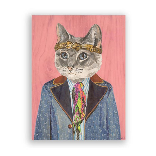 Picture of "Gucci Cat on Pink" Wood Block Art Print
