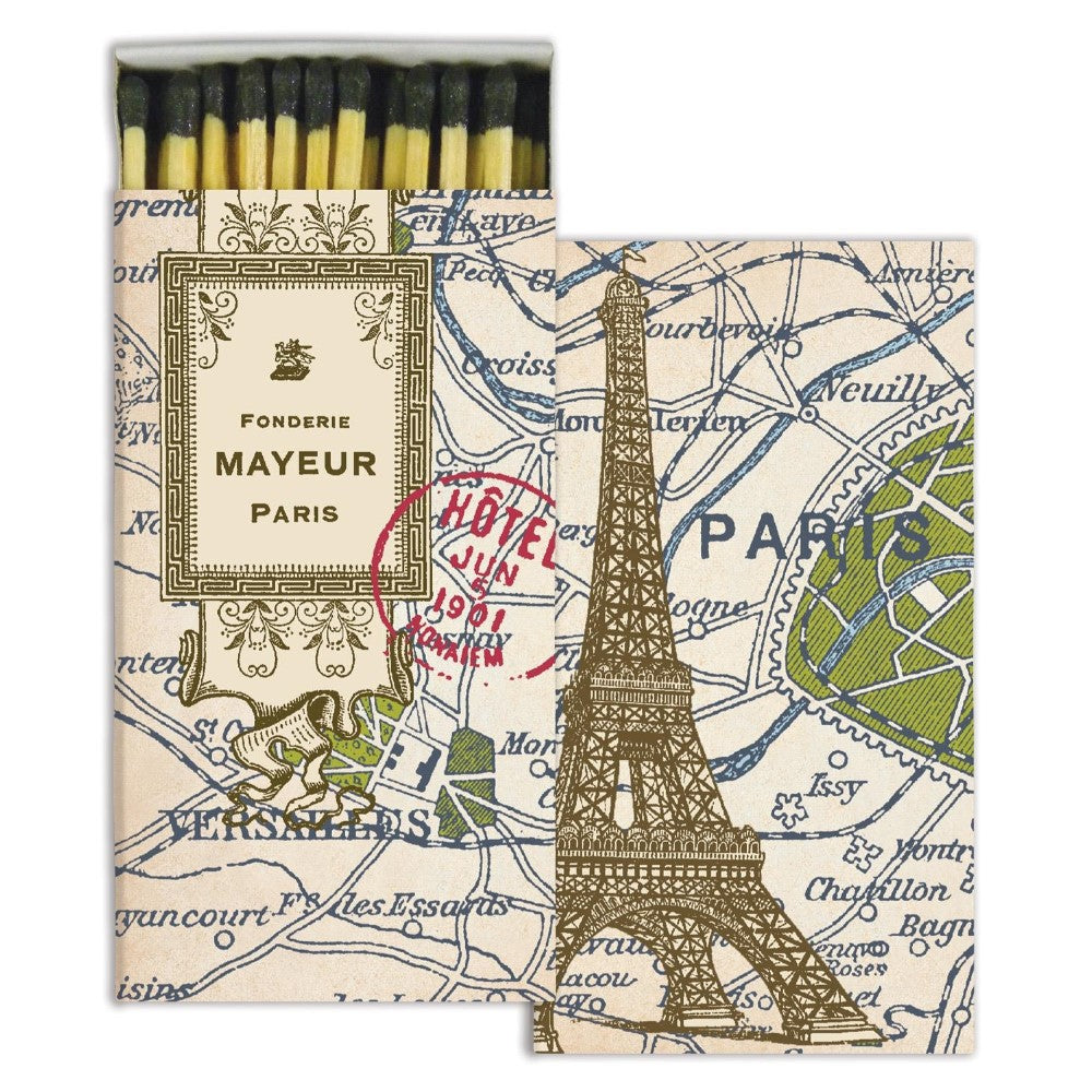 Vintage Parisian matchbox with Eiffel Tower design.