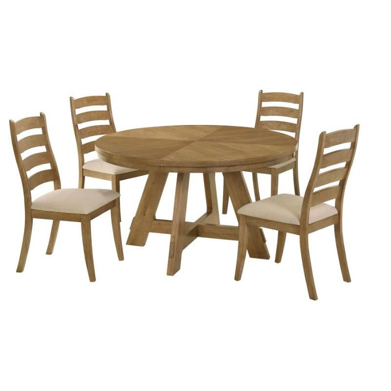 Picture of Danvers 54" 5PC Dining Table Set Brown Oak and Beige