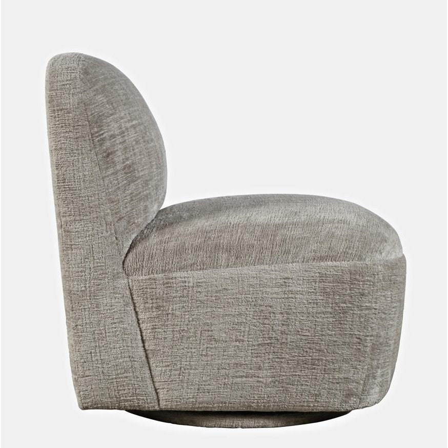 Gray textured swivel chair side view.