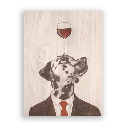 Picture of "Dalmatian with Wine Glass" Wood Block Art Print