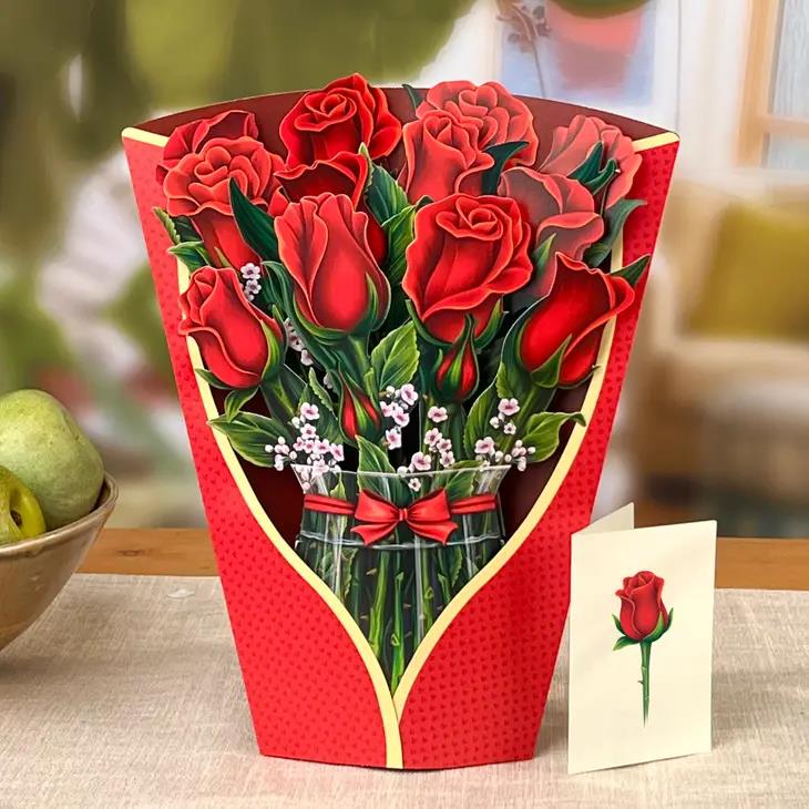 Picture of Red Roses Pop-Up Bouquet Greeting Card